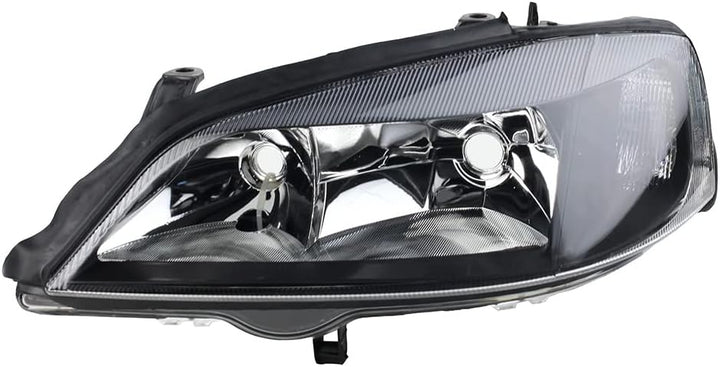 Johns, Scheinwerfer schwarz passend für Opel Astra G Links + Leuchtmittel m. Stellmotor