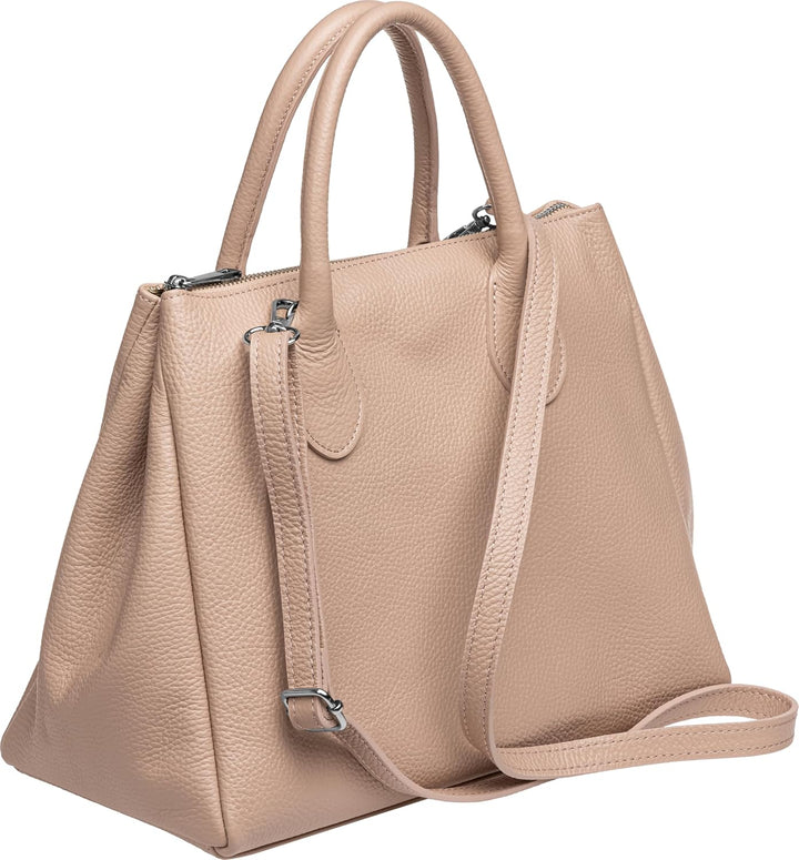 Caspar TL812 klassisch elegante Damen Leder Handtasche Einheitsgrösse Rosa, Einheitsgrösse Rosa