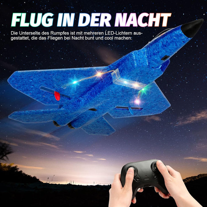 Fremego F-22 RC Flugzeug für Anfänger, 2 Stück 2.4Ghz Ferngesteuertes Flugzeug Raptor Fighter Flugze