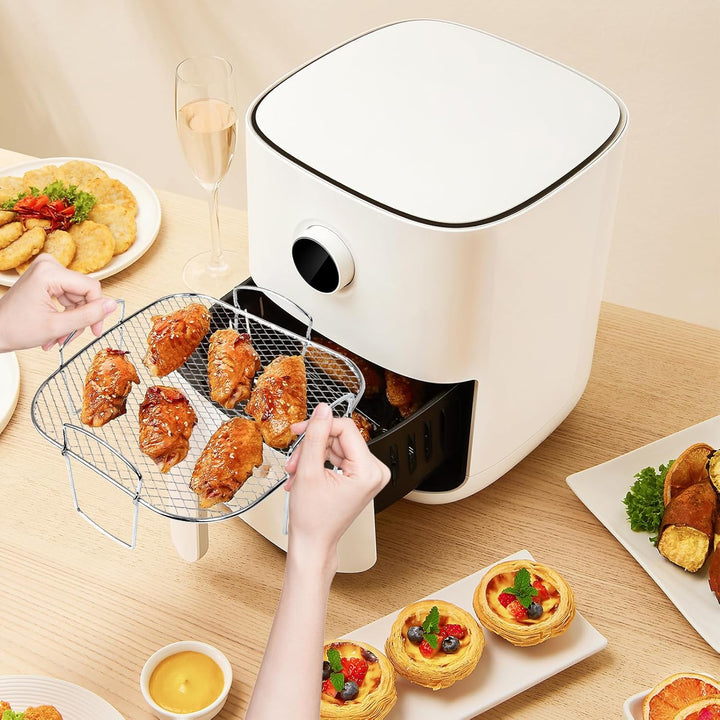 Air Fryer Rack für Cosori 5,5 l, quadratisches Luftfritteusen-Zubehör, Edelstahl-Luftfritteusen-Rega