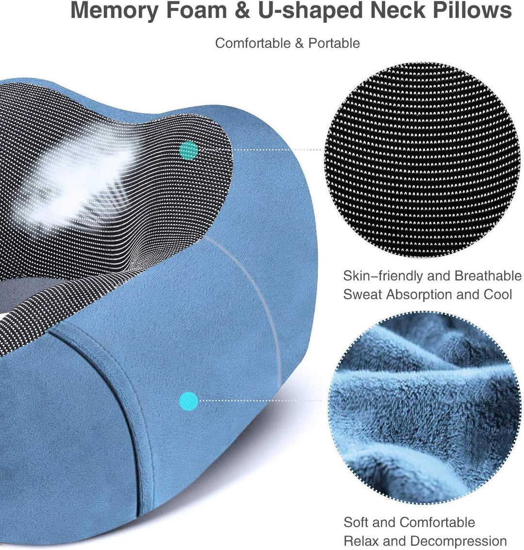 FANDARE Nackenkissen Reisekissen aus Memory-Schaum Neck Pillow Nackenhörnchen Komfortabel Verstellba