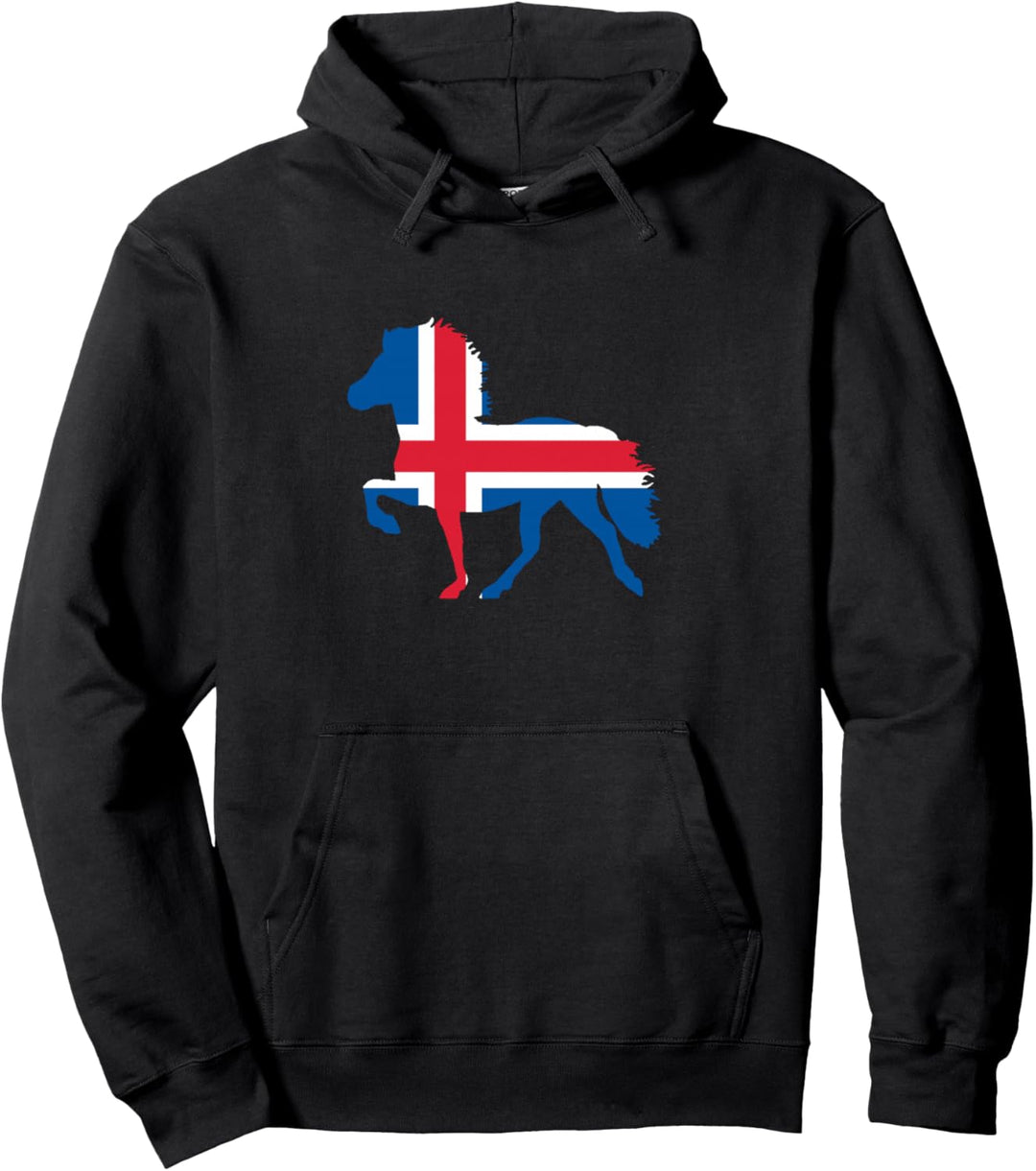 Island Pferd mit Flagge Pullover Hoodie