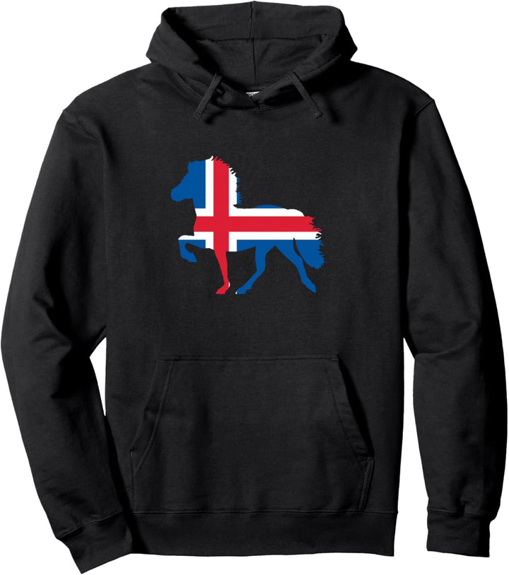 Island Pferd mit Flagge Pullover Hoodie