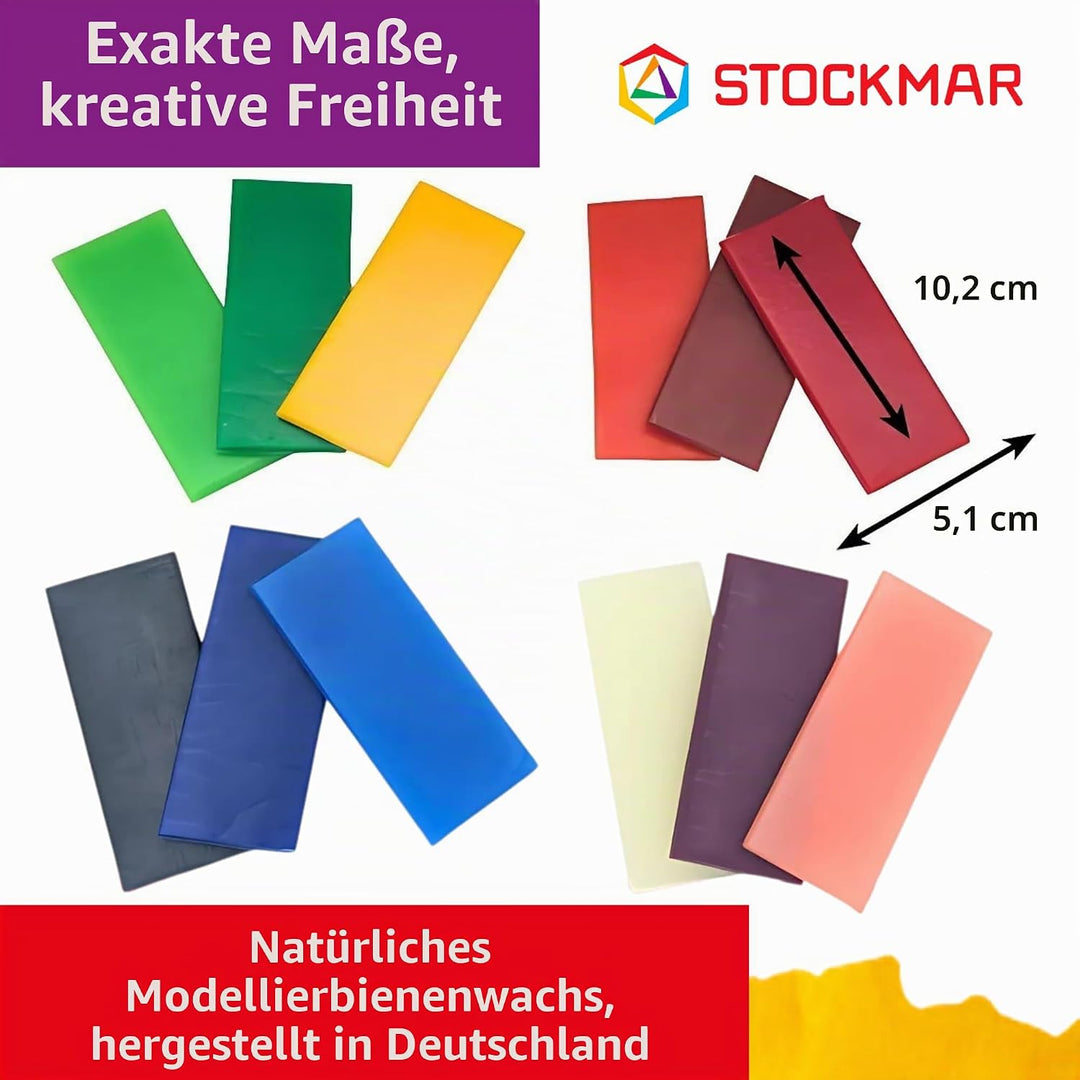 Stockmar 51200 - Knetbienenwachs, 100 x 40 mm, 12 Farben