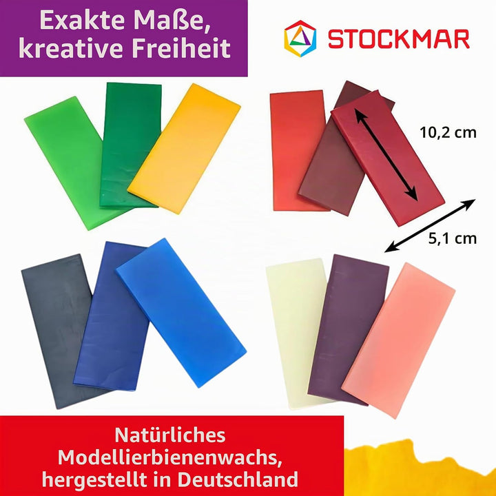 Stockmar 51200 - Knetbienenwachs, 100 x 40 mm, 12 Farben