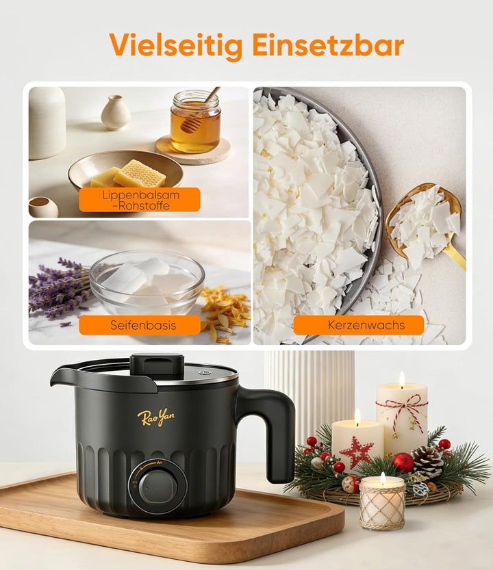 RAOYAN Wachsschmelzer mit Ausgiesser 1,5L – Kerzen selber machen Set für Anfänger & Erwachsene, Wach