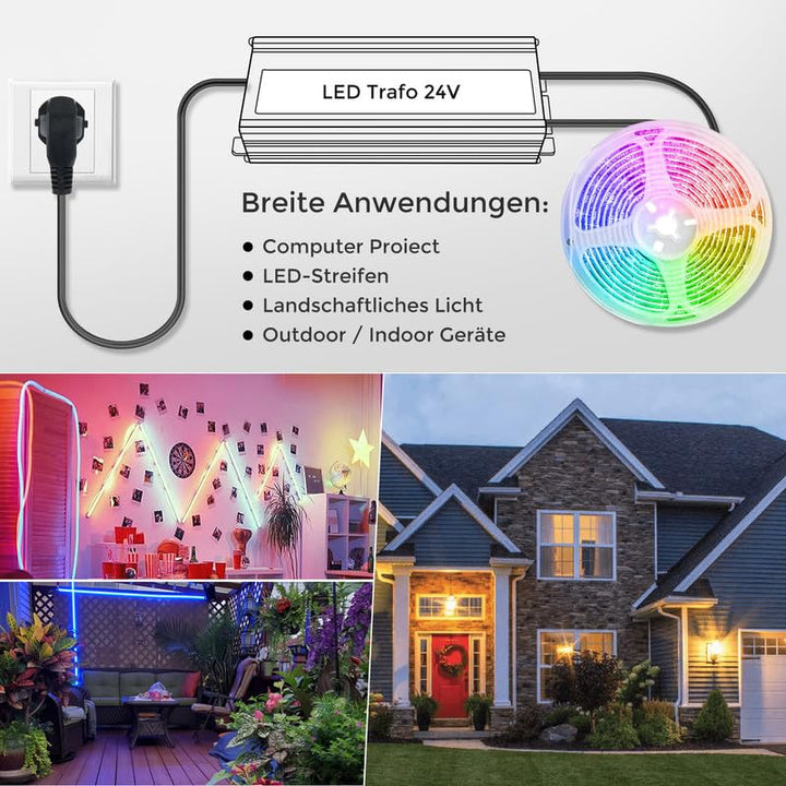 LED Trafo 24V 400W IP67, Outdoor Wasserdicht Transformator mit Stecker, LED Netzteil Treiber 230V au
