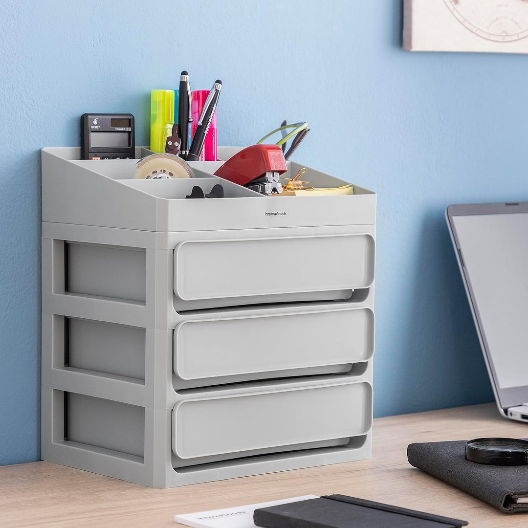 InnovaGoods - Make-up Organizer mit 3 Schubladen und 9 Fächern, Grosse Kapazität, Multifunktional fü