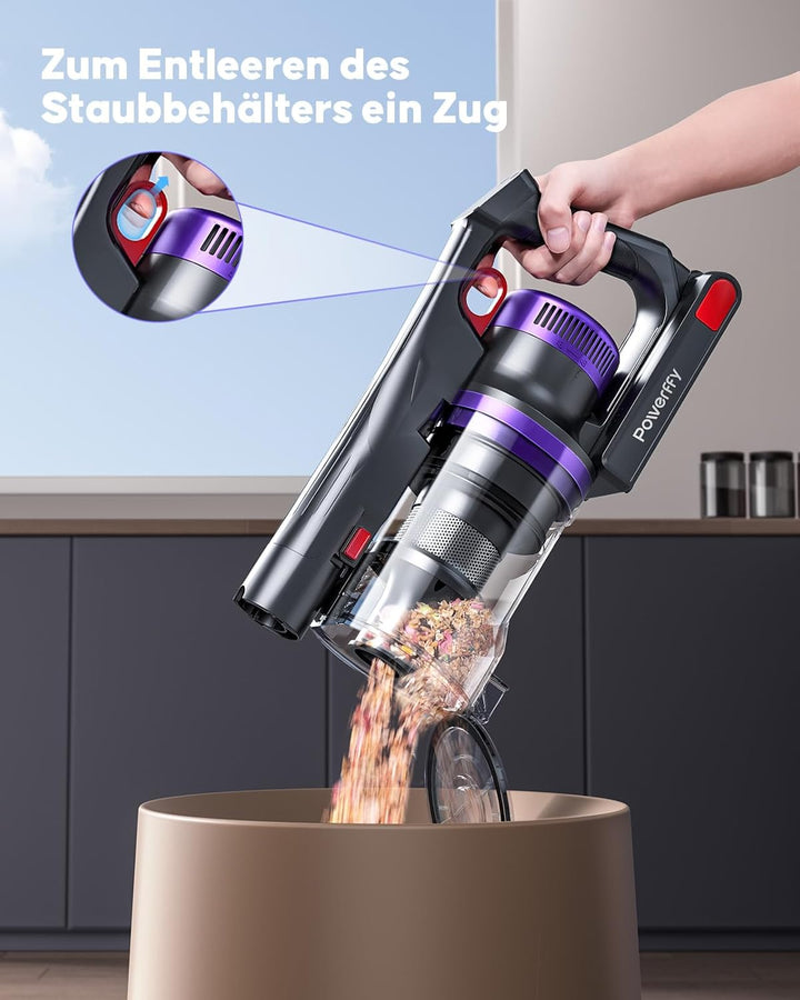 Akku Staubsauger 600W/50kPa/65Min, Staubsauger Kabellos mit HD-Display, Aromatherapie,1,8L-Staubbehä