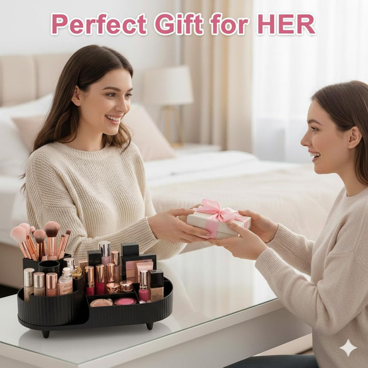 Make up Organizer 360° Drehbar, Grosser Bad Kosmetik Organizer mit Aufbewahrungsbox für Schminktisch