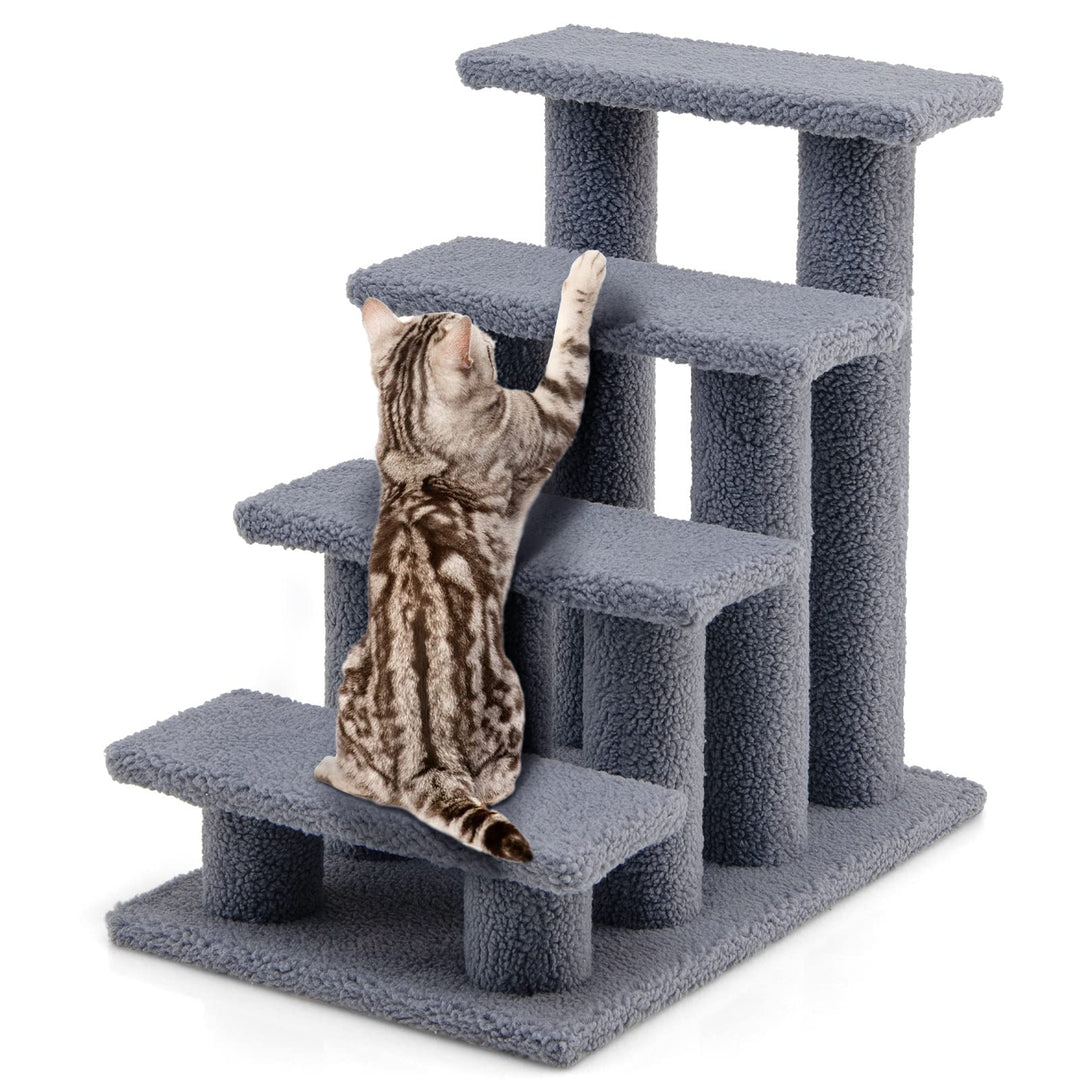 GOPLUS Tiertreppe Beige, Haustiertreppe Katzentreppe Hundetreppe Kletterbaum Katzenkratzbaum Spielba