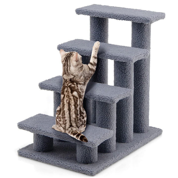 GOPLUS Tiertreppe Beige, Haustiertreppe Katzentreppe Hundetreppe Kletterbaum Katzenkratzbaum Spielba