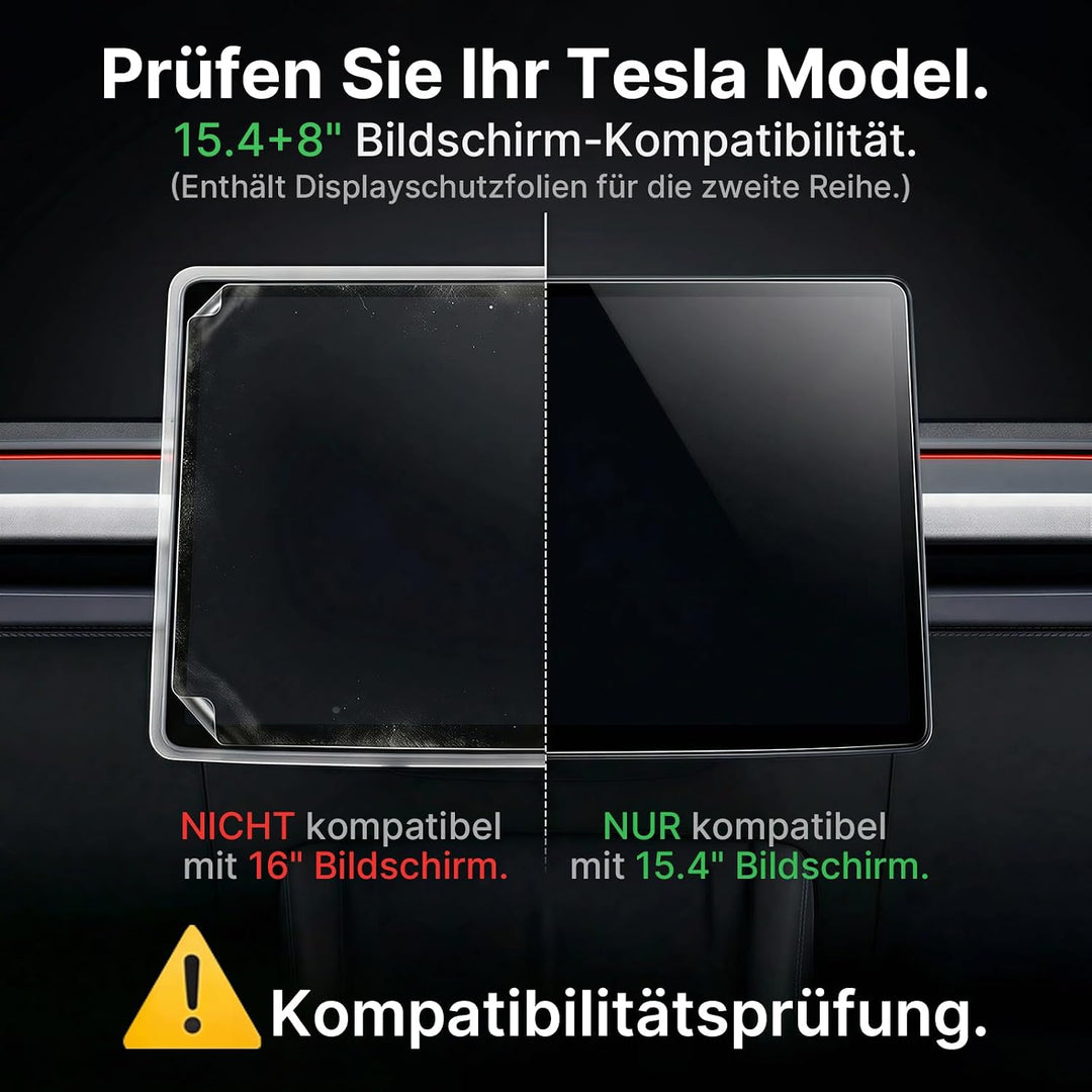15,4" + 8" Displayschutzfolie für Tesla Model 3 Highland | für Model 3 Highland 2024-2026 & Model Y