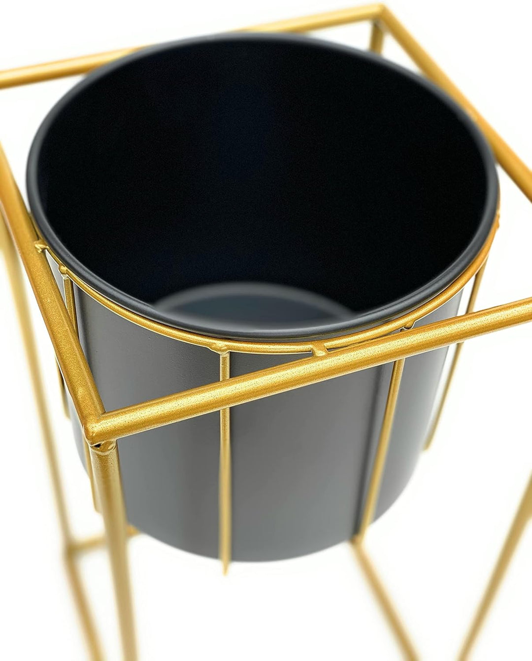 DanDiBo Blumenhocker mit Topf Metall Gold Schwarz Eckig S 45 cm Blumenständer 96035 Blumensäule Mode