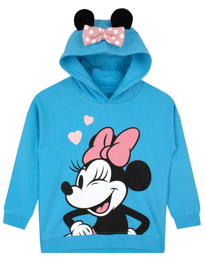 Disney Minnie Mouse Mädchen Hoodie | Sweatshirt Mädchen | Minni Maus Hoodie 134 Blau, 134 Blau