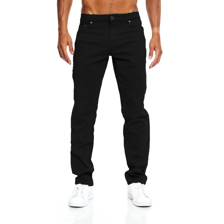 JEEL Herren-Jeans - Regular-Fit Straight-Cut - Stretch - Jeans-Hose Basic Washed 28W / 30L 07-schwar