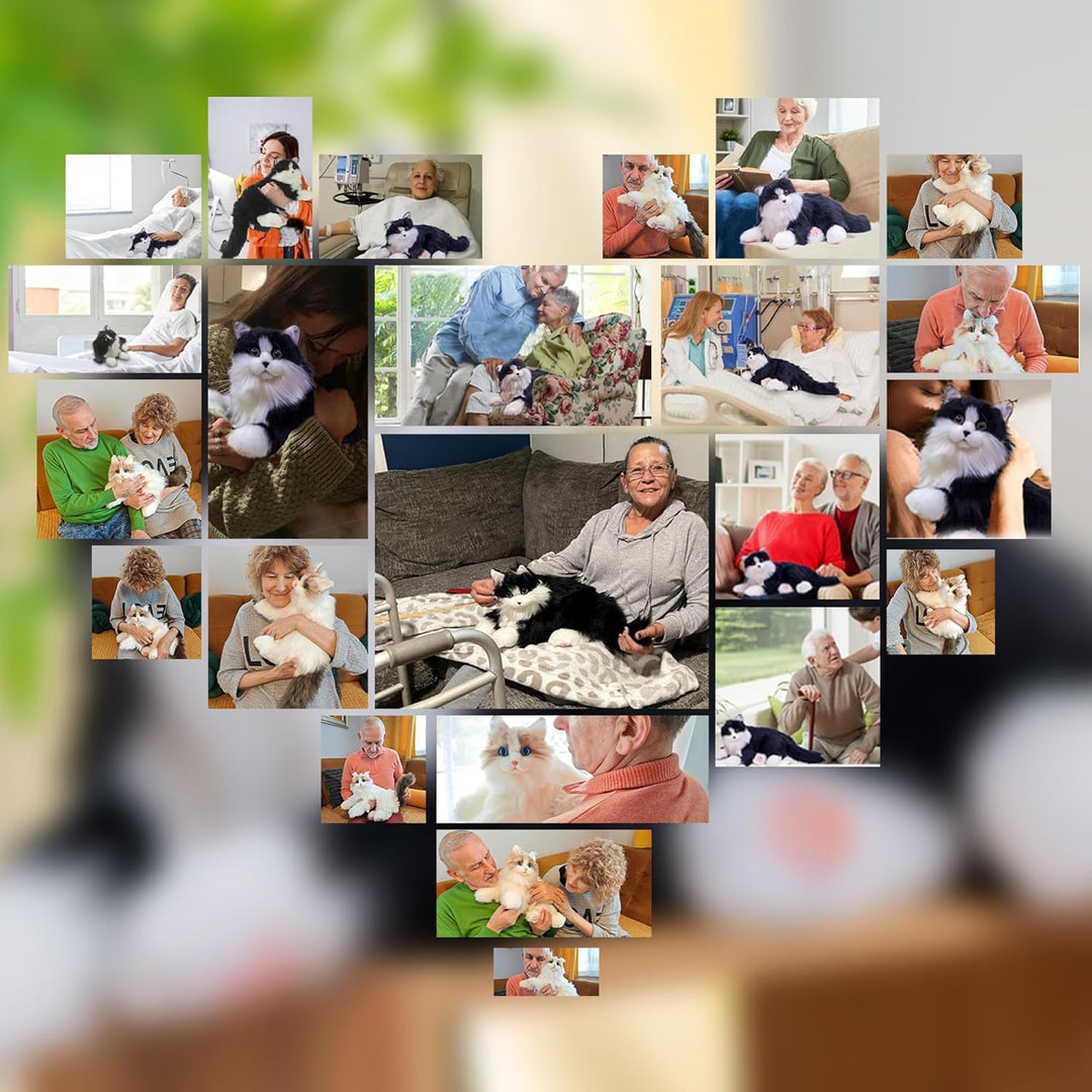 Realistische Roboterkatze–Interaktives Haustier, Roboter-Stofftierkatze mit Sprachausgabe, Herzschla