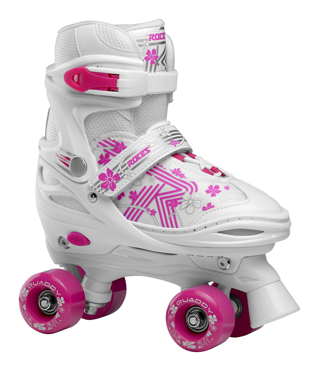 Roces Mädchen Quaddy 3.0 Girl Grössenverstellbarer Kinder-Rollschuh 34/37 white-pink, 34/37 white-pi