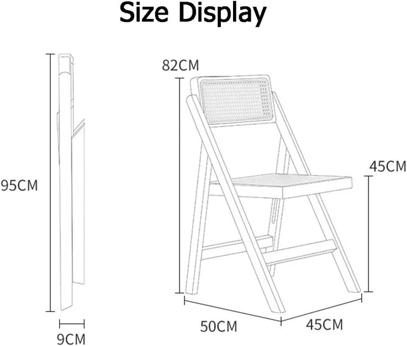 Mgchowue Klappbarer Esszimmerstuhl Holz Rattan Stuhl, Klappbarer Indoor Home Outdoor Holzsitz mit 36