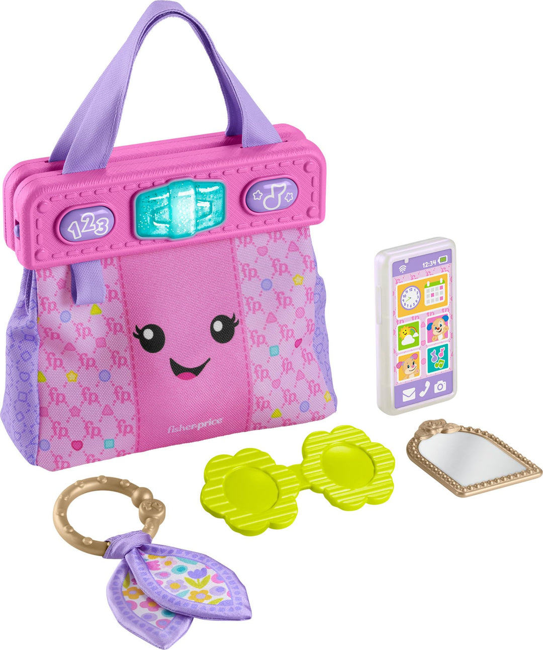 Fisher-Price Baby-Lernspielzeug Lachen &amp; Lernen Geldbörse, Going Places Tasche mit 4 Pretend Play Zu