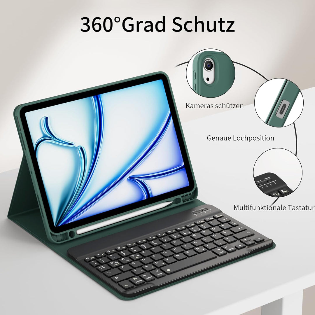 KVTVOU Tastatur Hülle für iPad Air 11 Zoll 2026/2025/2024, iPad Air 5./4. Generation 10,9 Zoll 2022/