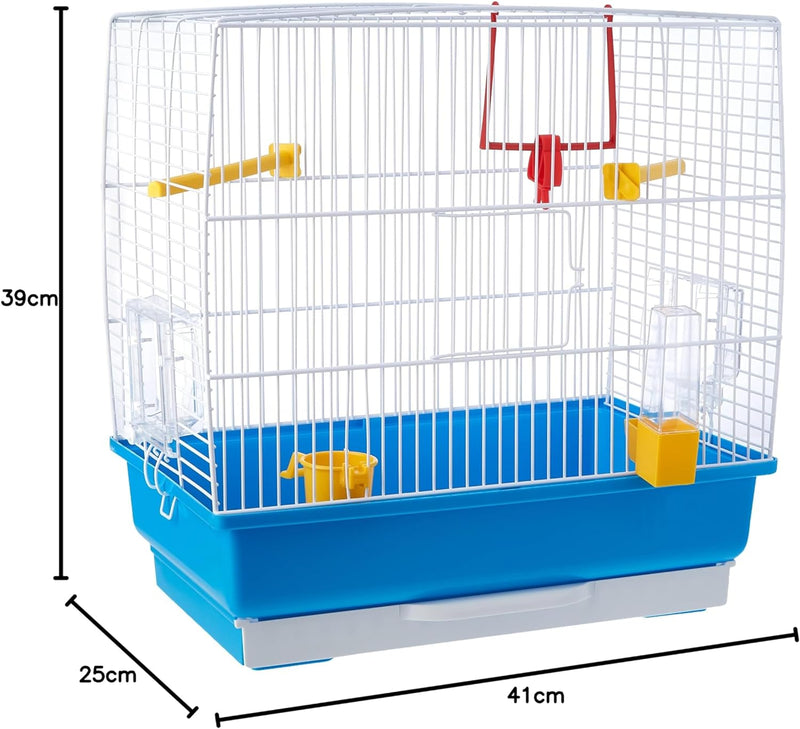 Ferplast Vogelkäfig Kanarienvogel, inkl. Vogelspielzeug, Vogel-Futternapf, Vogel-Sitzstangen, Weiss,