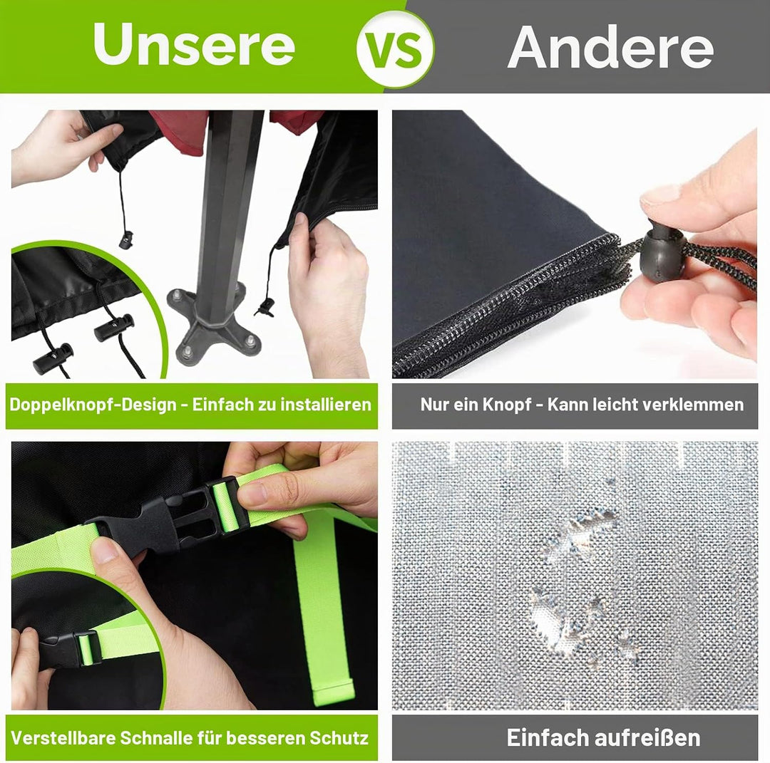 GEMITTO Sonnenschirm Schutzhülle mit Stab, Sonnenschirm Abdeckung 2 bis 4 M Grosse Ampelschirm Schut