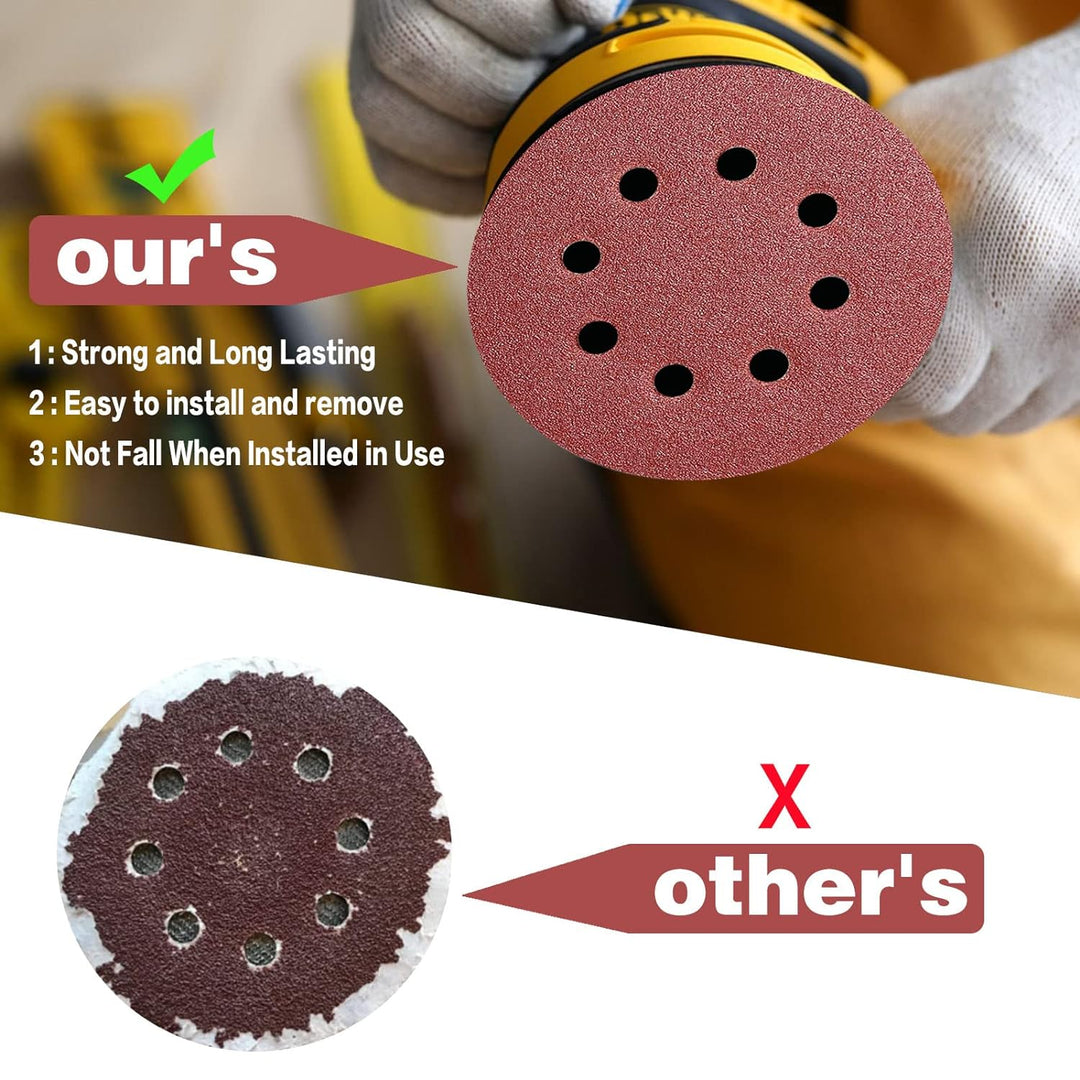 STEBRUAM 105 Stück Schleifpapier 125mm Klett, Profi 125 Schleifscheiben Rund 8 Loch für Exzenterschl