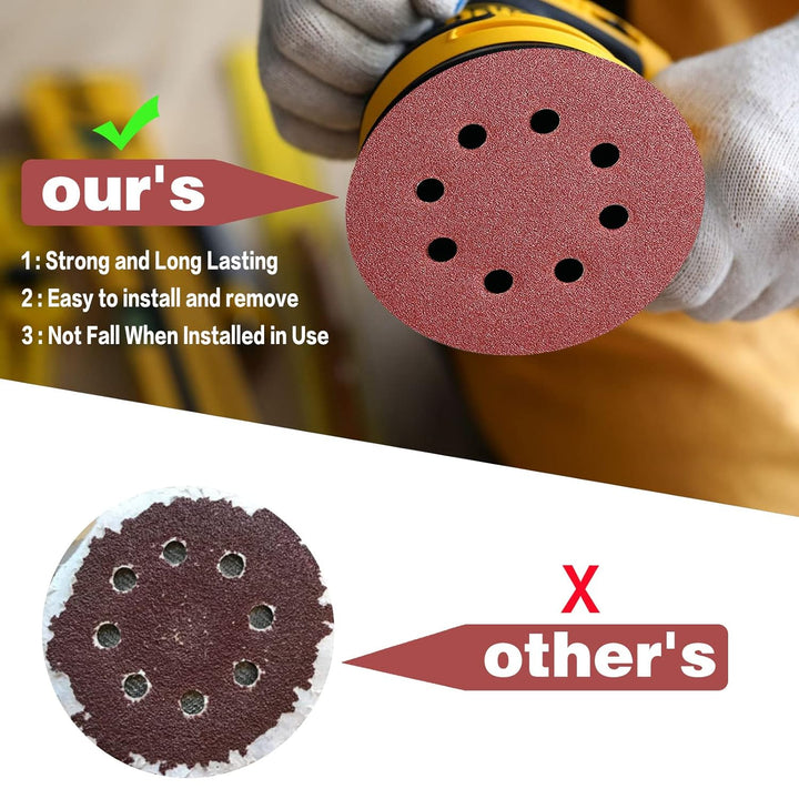 STEBRUAM 105 Stück Schleifpapier 125mm Klett, Profi 125 Schleifscheiben Rund 8 Loch für Exzenterschl