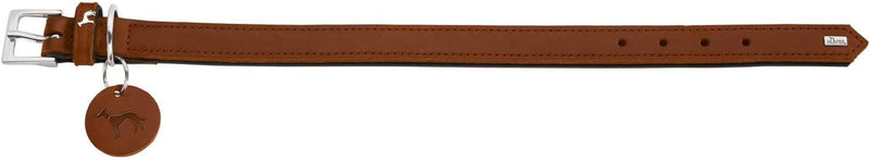 HUNTER LARVIK Hundehalsband, Leder, schlicht, elegant, komfortabel, 55 (M), cognac/schwarz cognac/sc