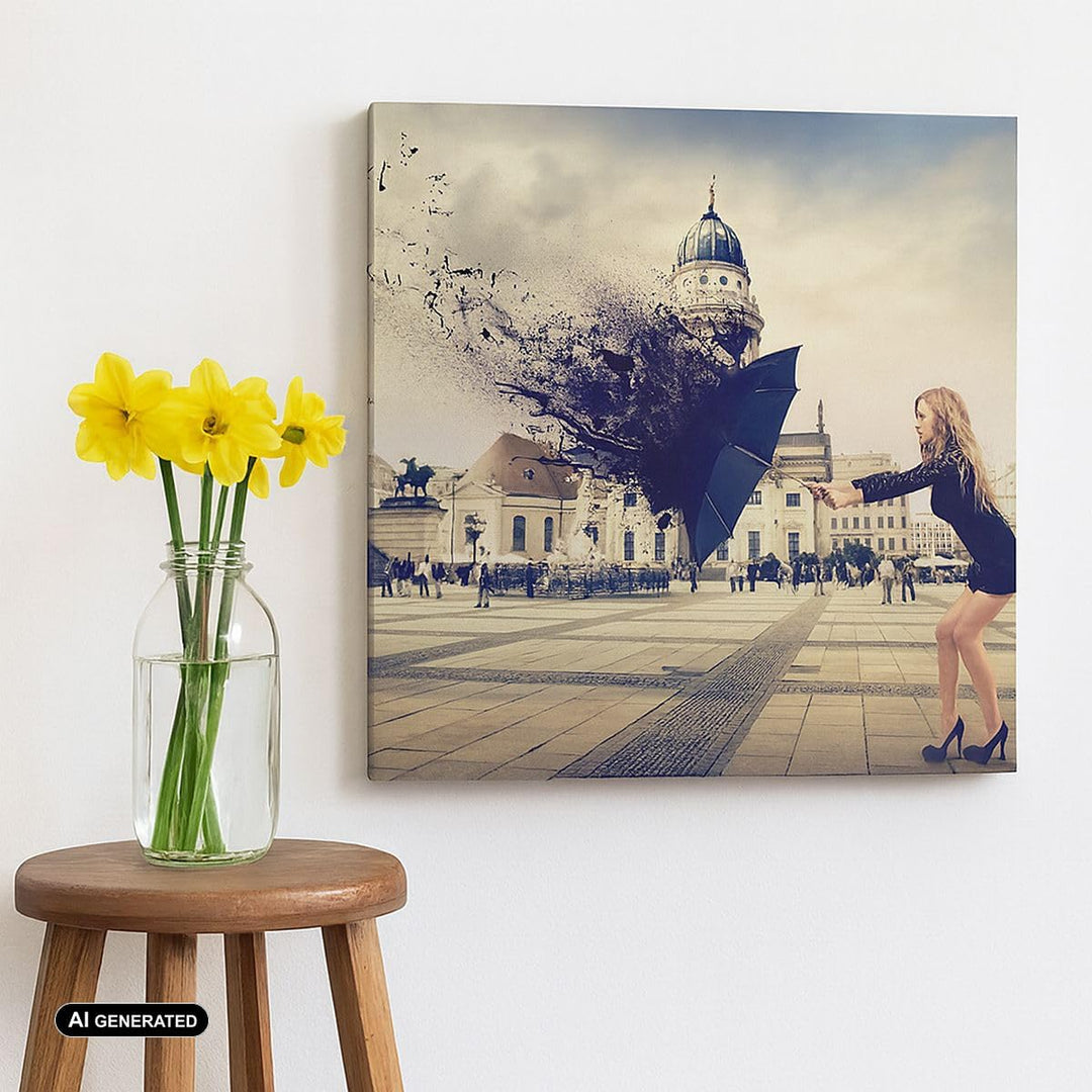 Bilder auf Leinwand 70x70cm Leinwandbild Stadt landmarken quadrat regenschirm Gross Wanddeko Bild Sc