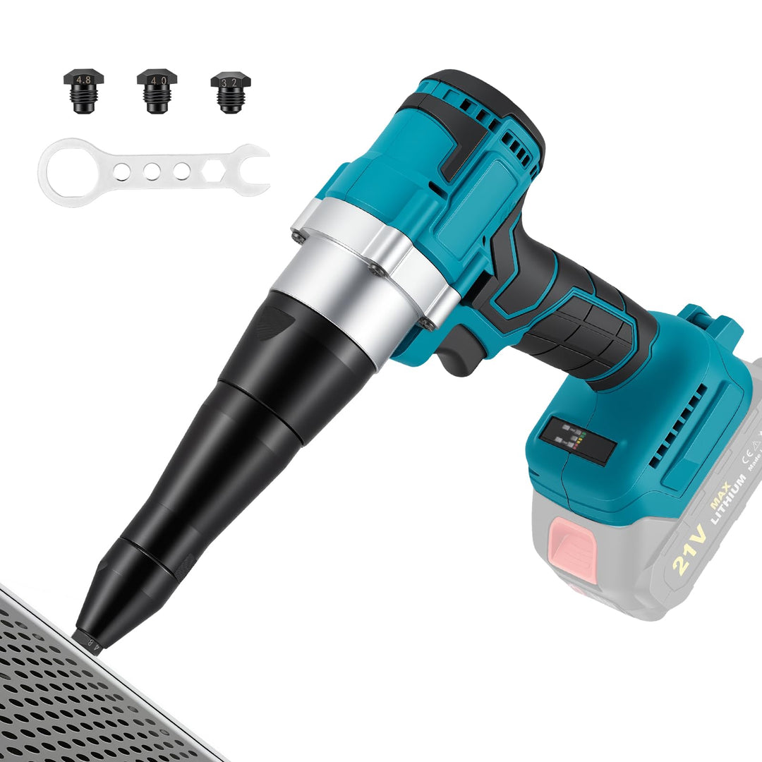 Akku Nietzange Kompatibel mit Makita 18V, Akku-Nietgerät mit Brushless Motor, 3 Düsen für 2,4-5,0 mm