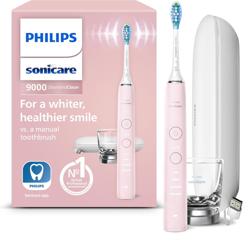 Philips DiamondClean Elektrische Zahnbürste - Schallzahnbürste mit 4 Putzprogrammen, Timer, Rosa, 1