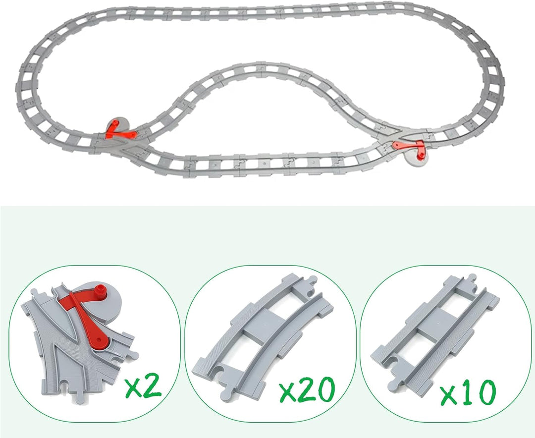 Cabeeskii Bausteine Zug Schienen Set, Spielzeug Eisenbahnschienen,bestehend aus Cross Track Gerade,