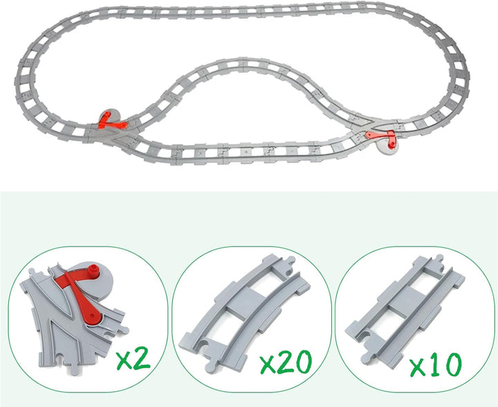 Cabeeskii Bausteine Zug Schienen Set, Spielzeug Eisenbahnschienen,bestehend aus Cross Track Gerade,