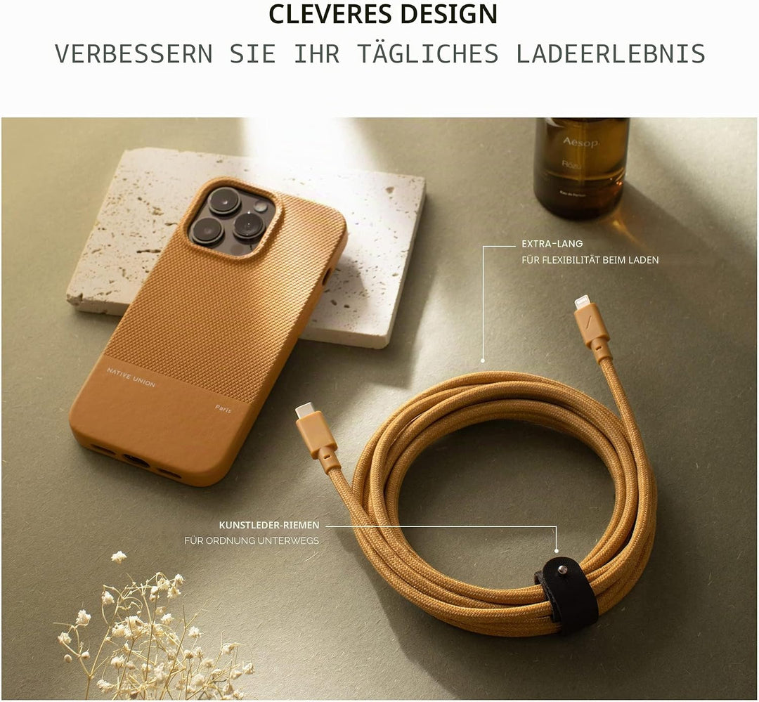 Native Union Belt Cable USB-C auf Lightning – 10ft Ultrastarkes, Verstärktes Kabel [MFi-Zertifiziert