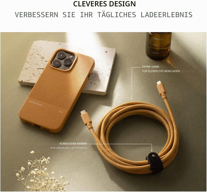 Native Union Belt Cable USB-C auf Lightning – 10ft Ultrastarkes, Verstärktes Kabel [MFi-Zertifiziert