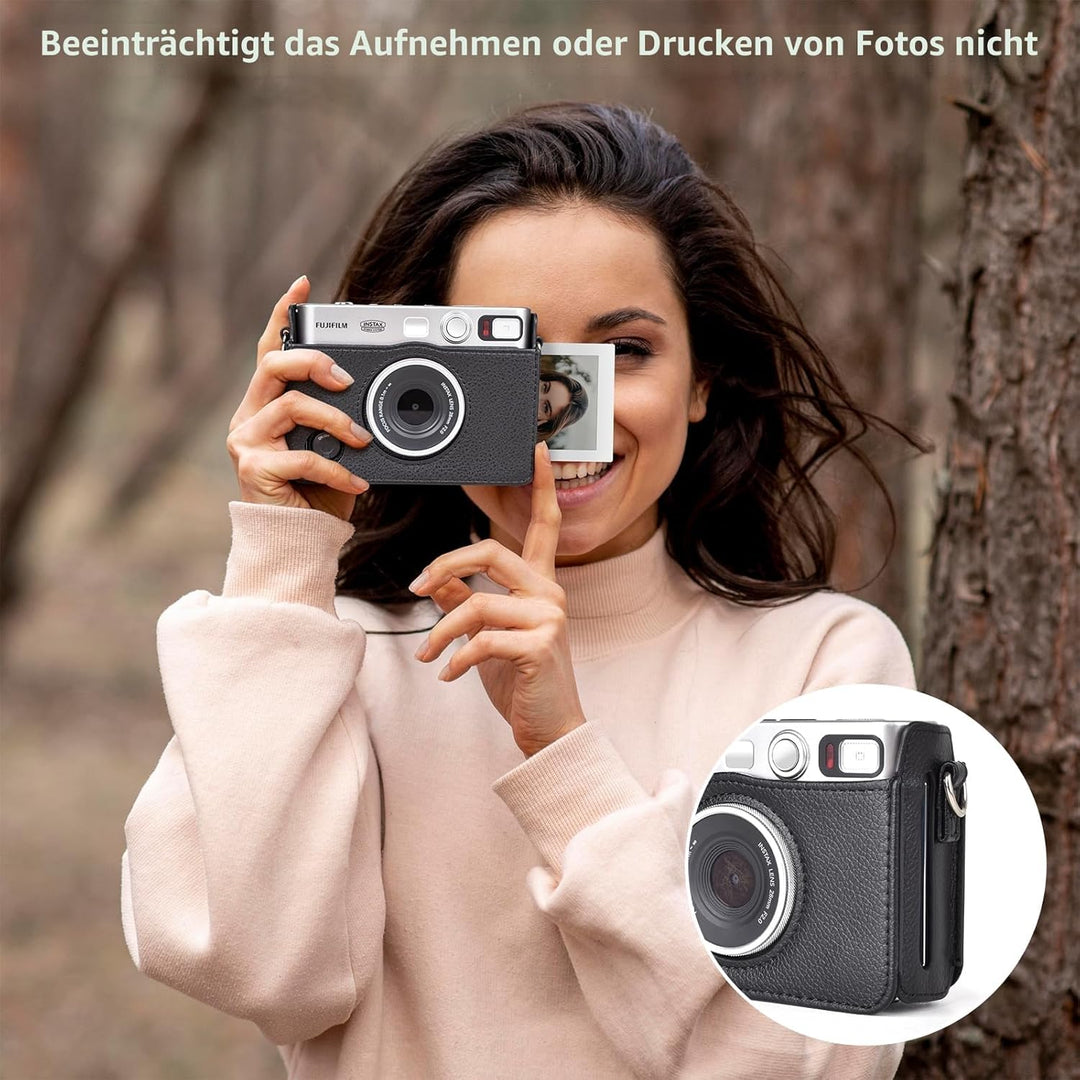MUZIRI KINOKOO Mini EVO Hülle Kompatibel für Fuji Instax Mini EVO Instant Camera mit PU Leder Lychee
