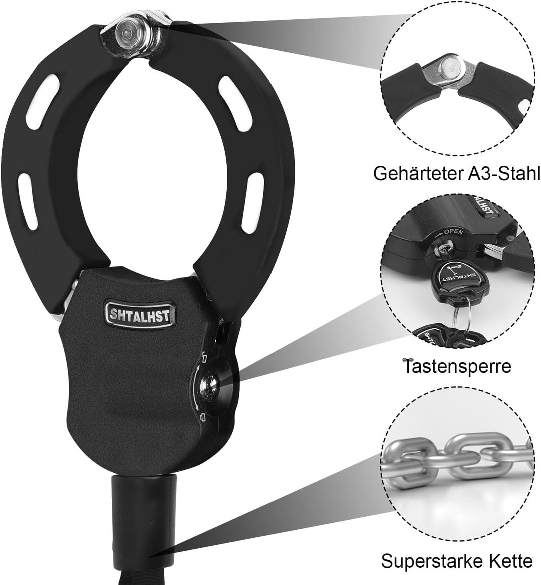 E Scooter Schloss, Handschellenschloss, Schloss für E Scooter mit Rollertasche, Fahrrad Zubehör, Sch