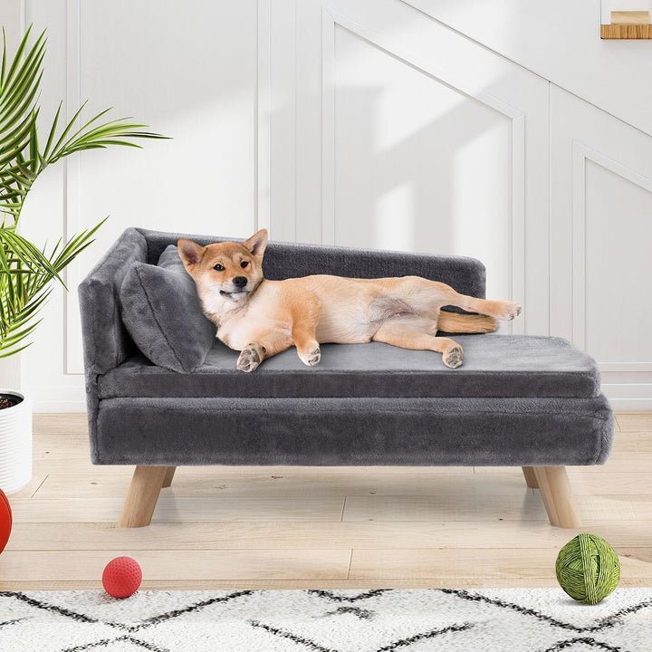 COSTWAY Katzensofa Luxus, Katzenbett erhöht, bis 50 kg, Katzencouch mit 2 Kissens, Rückenlehne &amp; Hol