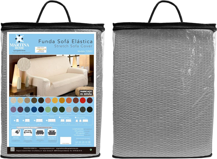 Martina Home tunez Elastischer Sofabezug, Baumwolle Polyester, grau (Alma), 2 Plazas 120 a 170 cm 2
