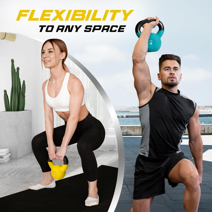 Yes4All 2-20kg Kettlebell aus Gusseisen mit Neopren Beschichtung, Mehrfarbige Kettlebells, Schwungha