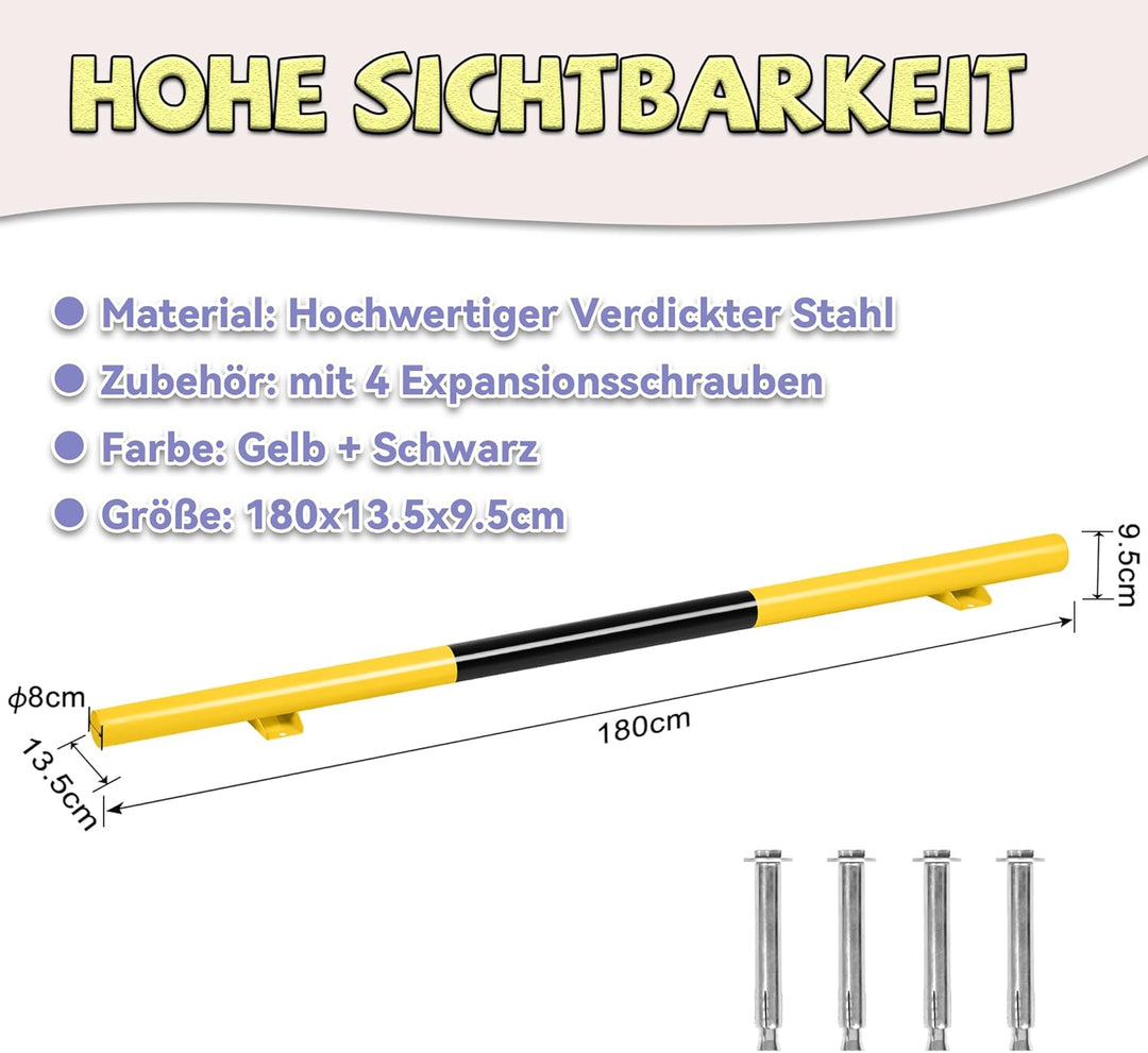 Froadp 1 Stück Radstopper Parkplatzsperre 180cm Auto Einparkhilfe aus Verdickter Stahl Radstopp-Park