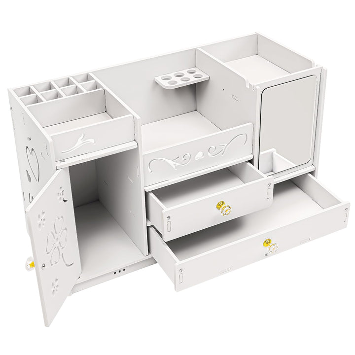CHERIPOLI Make-up Storage Organiser Box Vanity Organizer mit 2 Schubladen, Multifunktionaler Make-up
