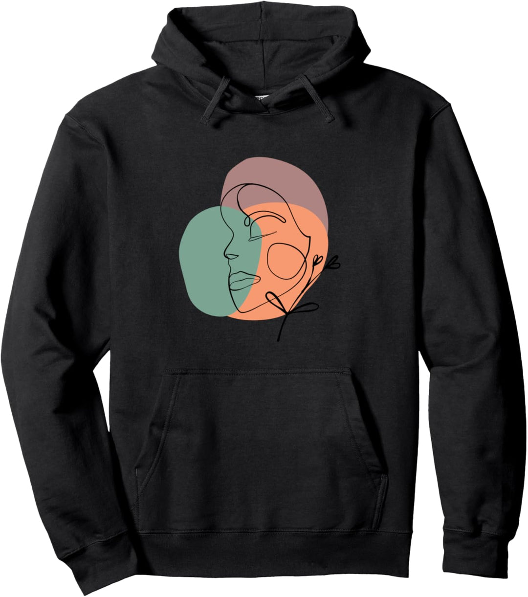 Abstrakt Minimalistische Frau Gesicht Blume Linie Kunst Pullover Hoodie