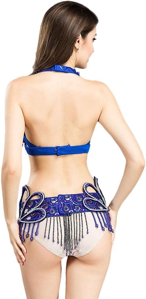 ROYAL SMEELA Bauchtanz BH Gürtel Kostüm Damen Sexy Elegante Exquisit Pailletten Kristall Bauchtanz B