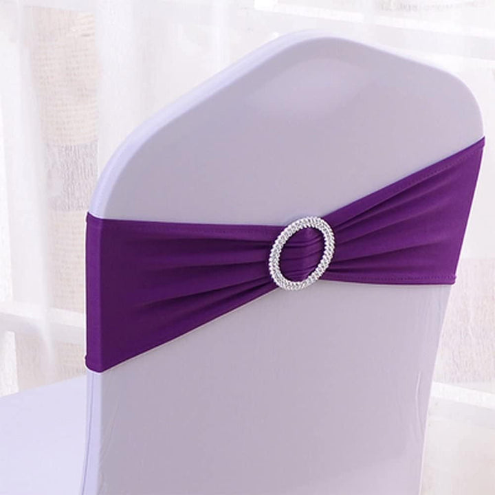 CNFQ Stuhlschleifen, elastisch, keine Bindung, Dekoration für Hochzeit, Party, Taufe, Violett, 50 St