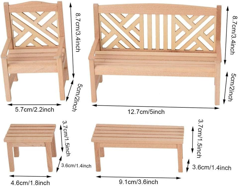 4 STÜCKE Holz Puppenhaus Möbel Garten Stuhl Hocker 1:12 Skala Holz Farbe Puppenhaus Miniatur Tisch S