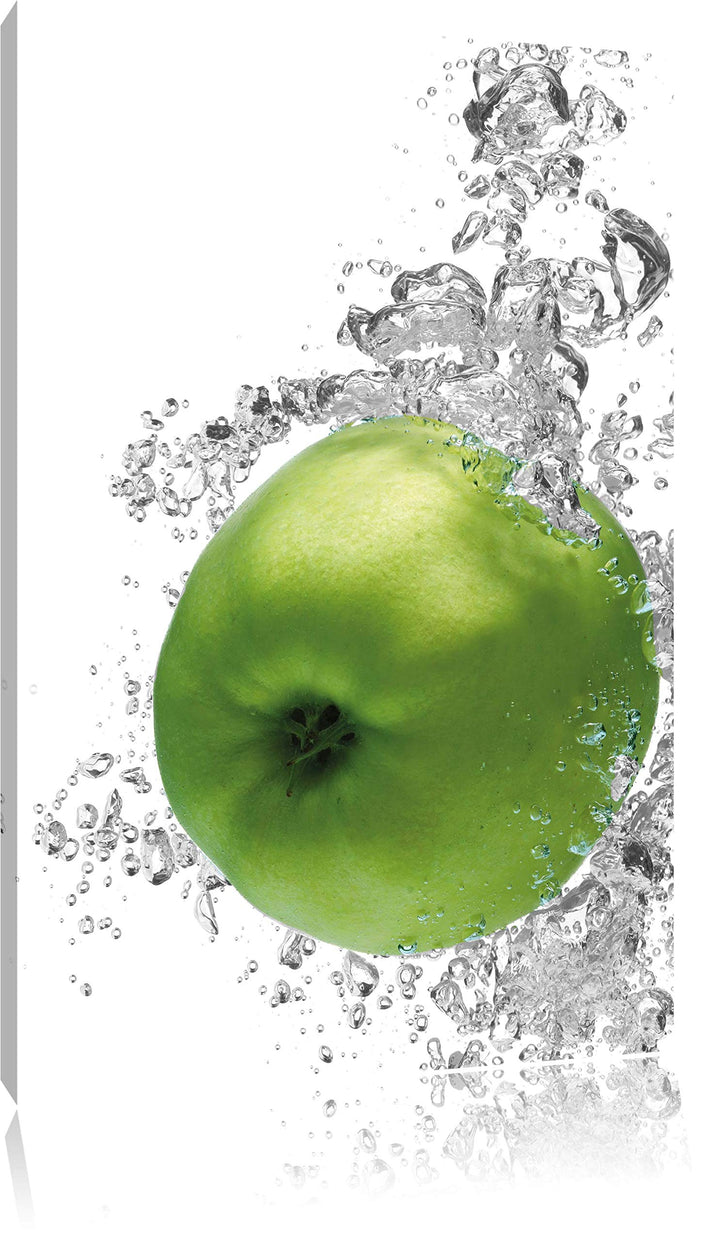Pixxprint saftig grüne Äpfel im Wasser als Leinwandbild/Grösse: 100x70 / Wandbild/Kunstdruck/fertig