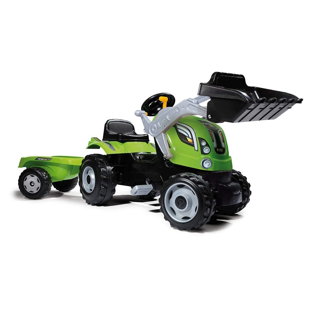 Smoby 7600710109 - Traktor Farmer XL-Loader - Trettraktor mit Anhänger, Trailer verfügt über Tragkra